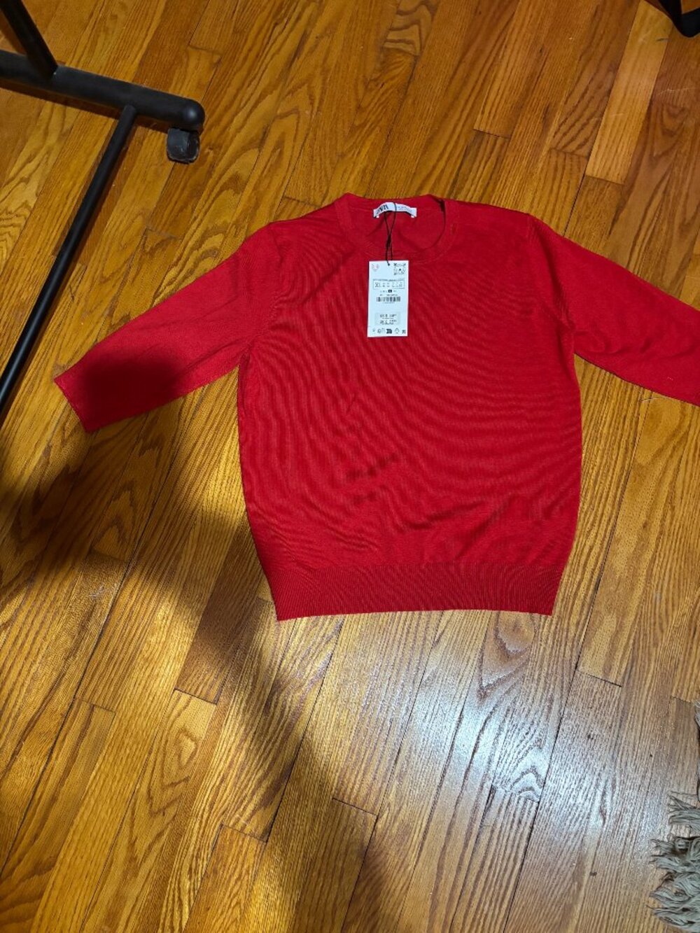 Zara, NWT, red knit top with 3/4 sleeves